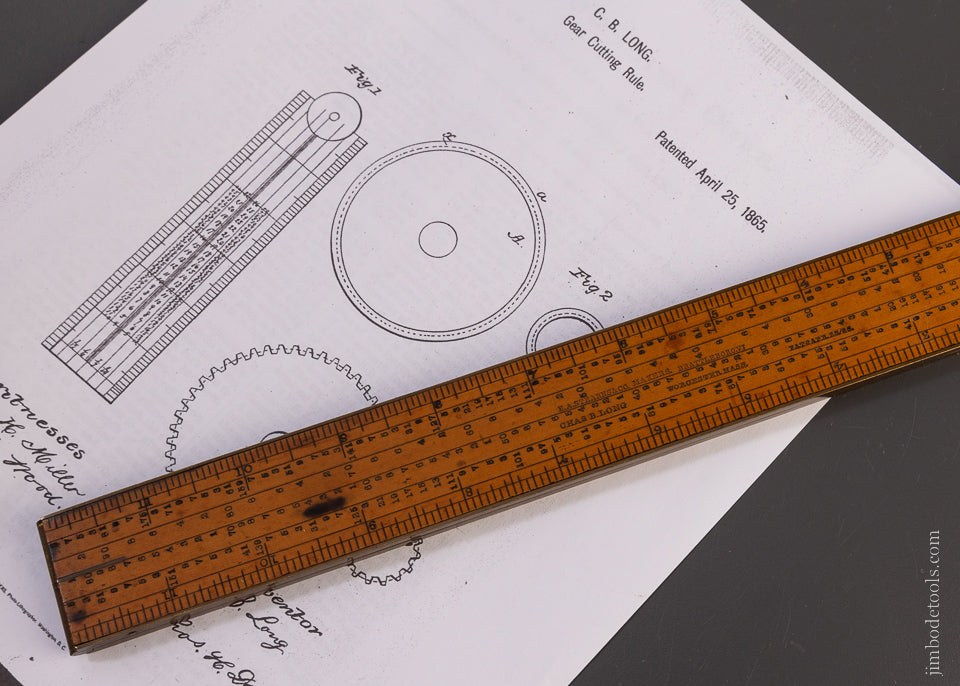 Spectacular CHAS. B. LONG PATENT Gear Cutting Rule by E.A. STEARNS - EXCELSIOR 107038
