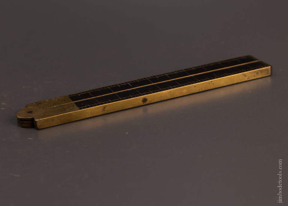 Beautiful Steel Tipped Brass Bound Ebony Folding Rule - EXCELSIOR 107043