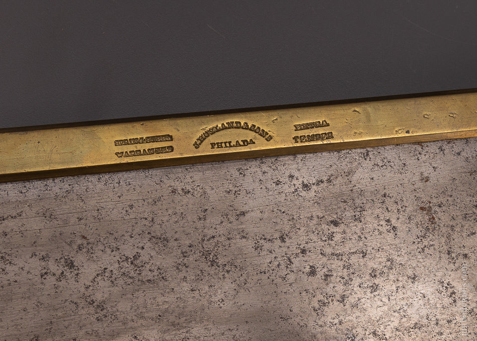Rare “J. HOYLAND & SONS PHILADA” Spring Steel Brass Back Carcass Saw - EXCELSIOR 107358