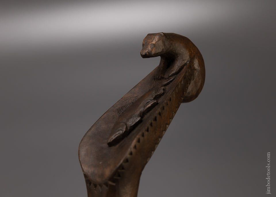 Spectacular American Crooked Knife with Fish and Otter - EXCELSIOR 107858