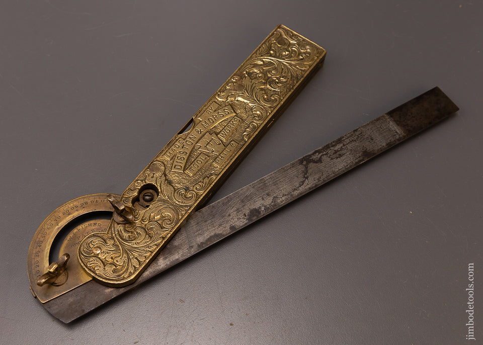Ornate & Amazing FISHER Patent June 23, 1868 Bevel Square Protractor Level by DISSTON & MORSS TOOL WORKS - EXCELSIOR 108015