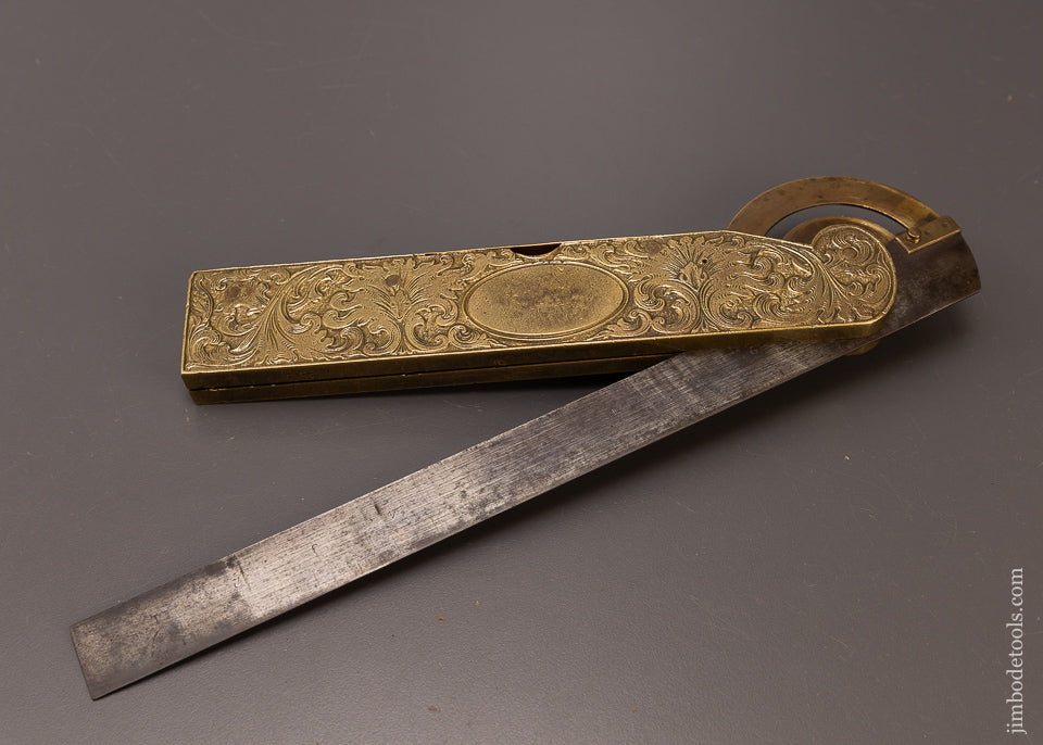 Ornate & Amazing FISHER Patent June 23, 1868 Bevel Square Protractor Level by DISSTON & MORSS TOOL WORKS - EXCELSIOR 108015