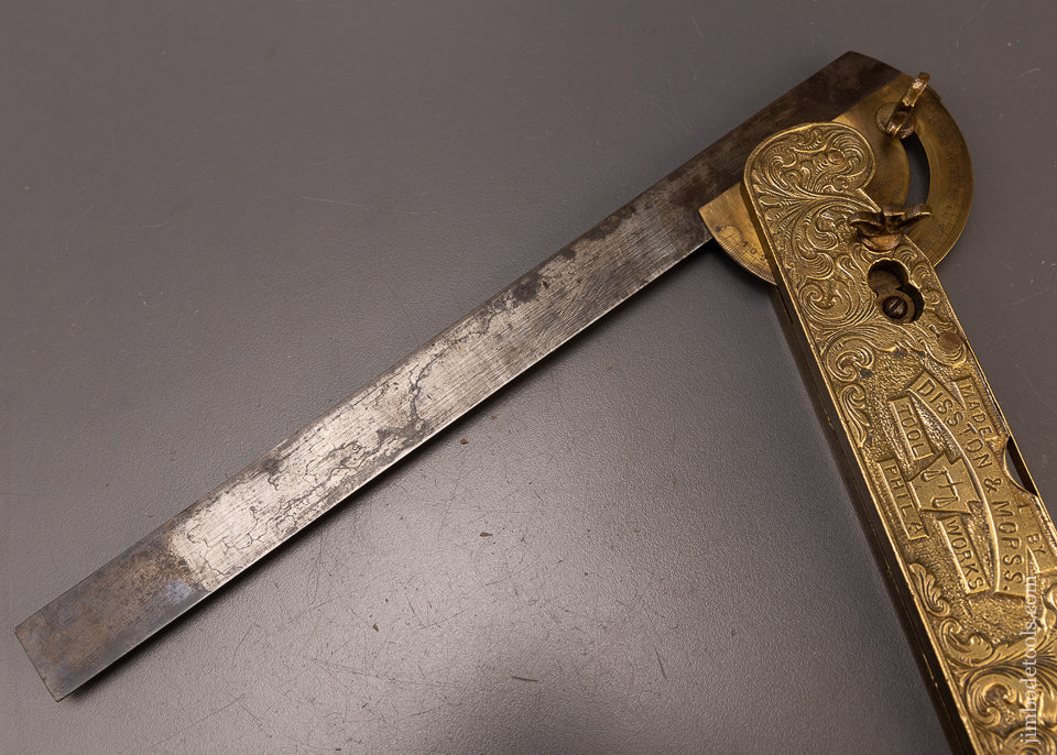 Ornate & Amazing FISHER Patent June 23, 1868 Bevel Square Protractor Level by DISSTON & MORSS TOOL WORKS - EXCELSIOR 108015