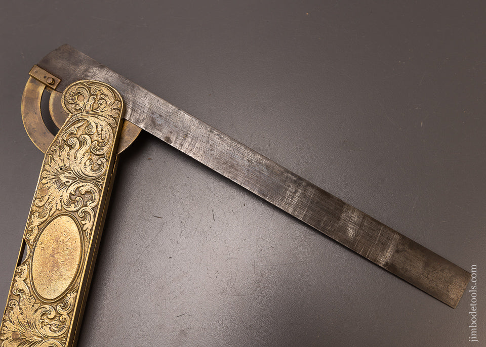 Ornate & Amazing FISHER Patent June 23, 1868 Bevel Square Protractor Level by DISSTON & MORSS TOOL WORKS - EXCELSIOR 108015