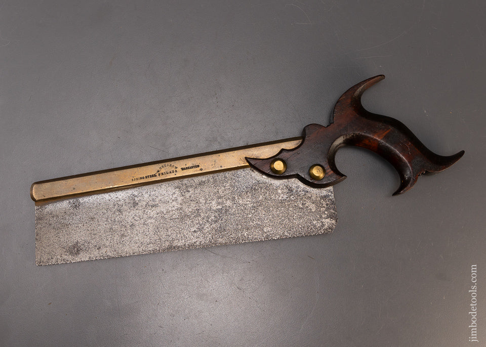 Spectacular W. CRESSON PHILADA SPRING STEEL Double Cove Brass Back Dovetail Saw - EXCELSIOR 109469