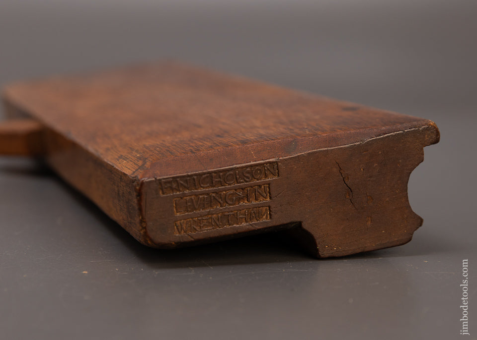 Fantastic F. NICHOLSON LIVING IN WRENTHAM 18th Century Astragal Moulding Plane - EXCELSIOR 110081