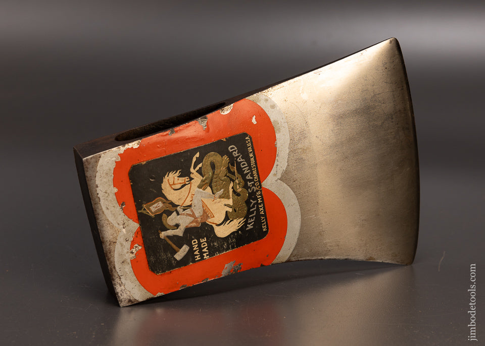 Very Rare Double Sided Advertising Axe with Full Paint & Labels on Both Sides KELLY FLINT EDGE & KELLY STANDARD - EXCELSIOR 110218