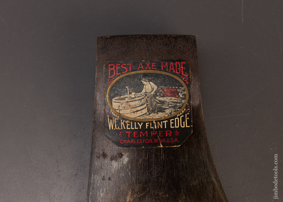 Very Rare Double Sided Advertising Axe with Full Paint & Labels on Both Sides KELLY FLINT EDGE & KELLY STANDARD - EXCELSIOR 110218