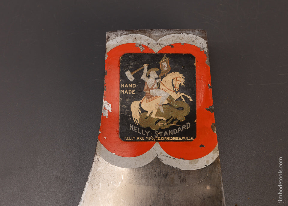 Very Rare Double Sided Advertising Axe with Full Paint & Labels on Both Sides KELLY FLINT EDGE & KELLY STANDARD - EXCELSIOR 110218