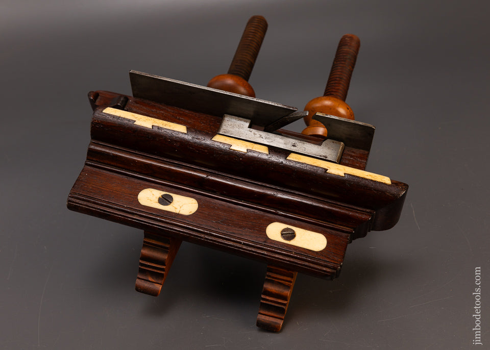 Spectacular Solid Rosewood Fancy Plow Plane with Bone Inserts H.L. KENDALL BALTIMORE - EXCELSIOR 110241