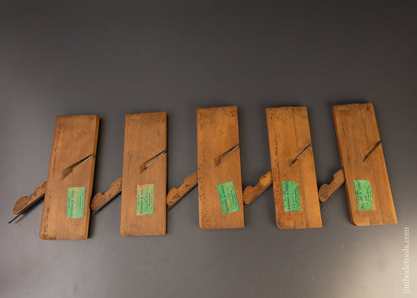 Extra Fine Set of 5 Hollow & Round Moulding Planes with Original Hardware Store Labels by W.H. POND - EXCELSIOR 110819