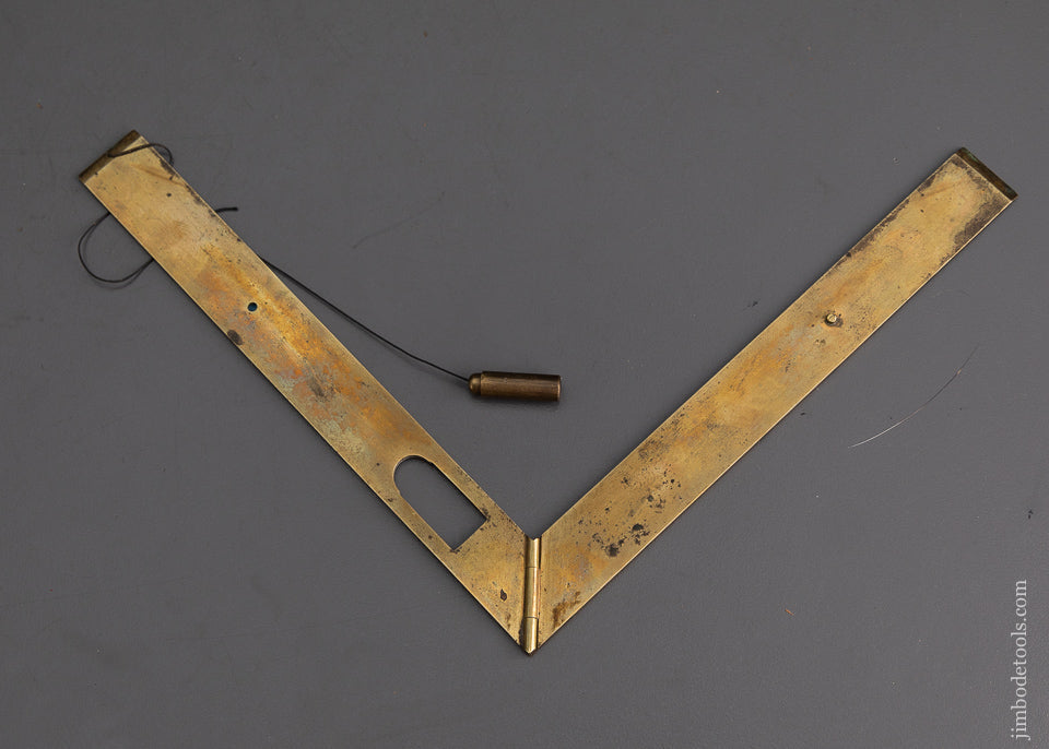 17th Century French Brass 6 1/4 inch Square and Level with Plumb Bob * 48271