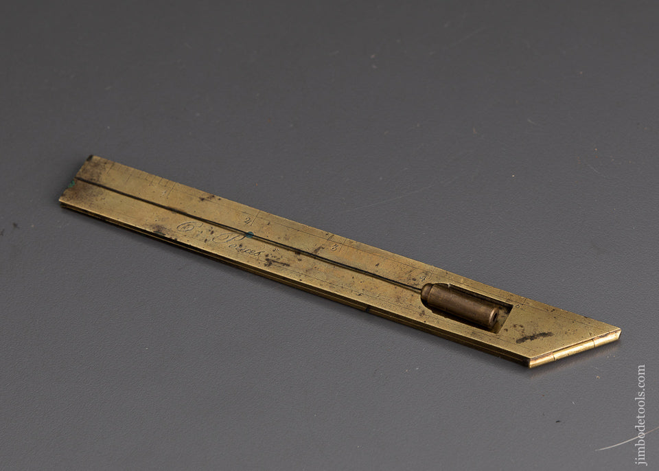 17th Century French Brass 6 1/4 inch Square and Level with Plumb Bob * 48271