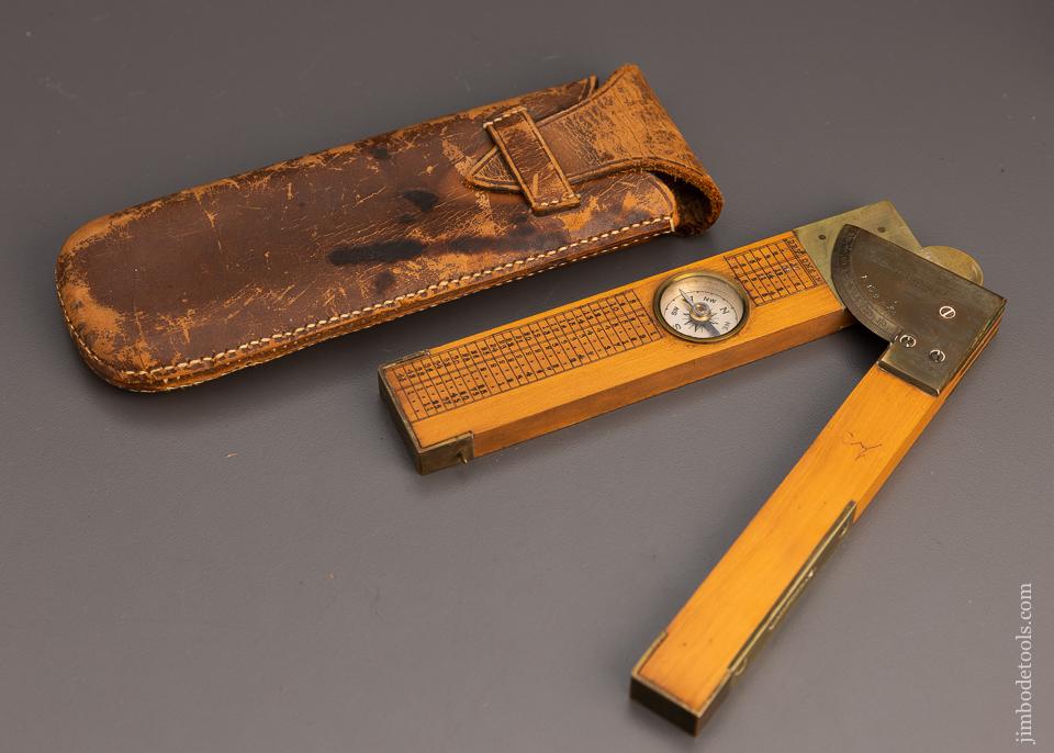 SHORT & MASON LTD. LONDON 12 inch Clinometer in Original Leather Case - EXCELSIOR 53165