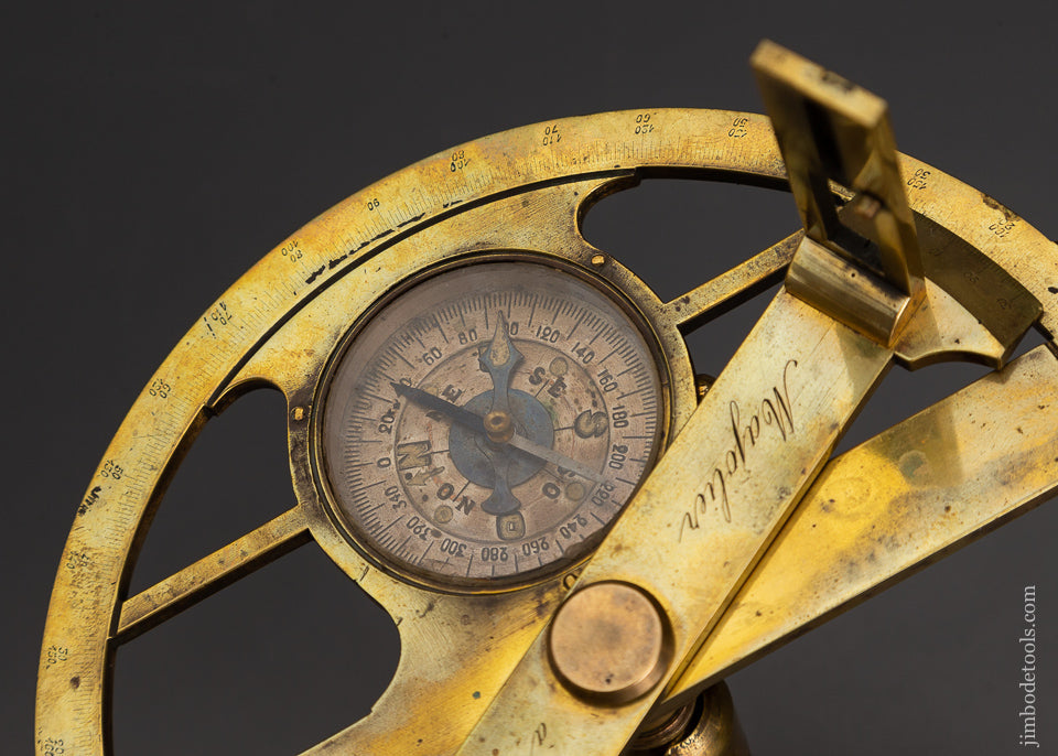Extra-Fine! Brass 18th Century French Graphometre with Original Compass Signed MAJOLIER a ROUEN - EXCELSIOR 60000