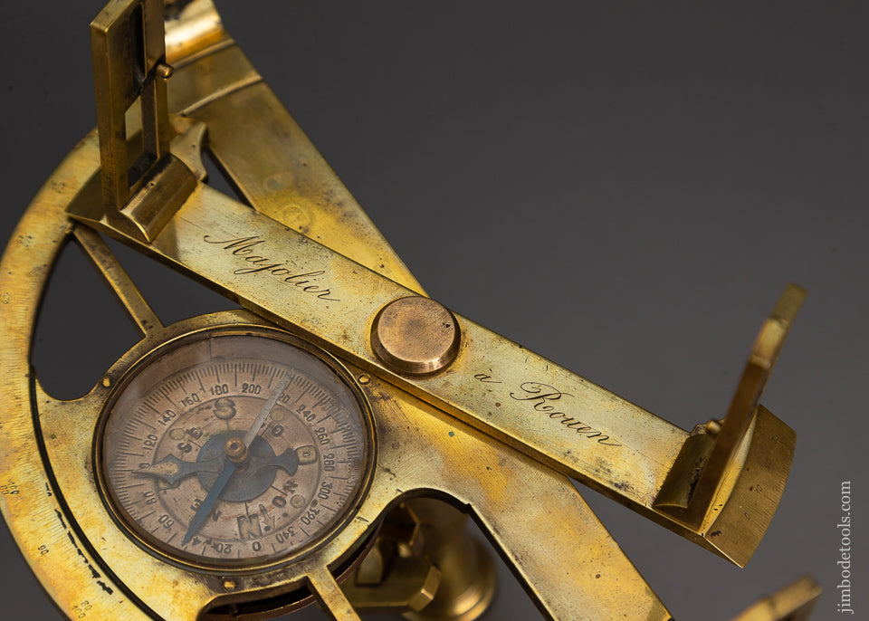 Extra-Fine! Brass 18th Century French Graphometre with Original Compass Signed MAJOLIER a ROUEN - EXCELSIOR 60000