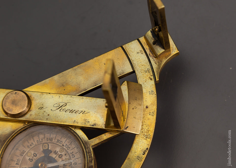 Extra-Fine! Brass 18th Century French Graphometre with Original Compass Signed MAJOLIER a ROUEN - EXCELSIOR 60000