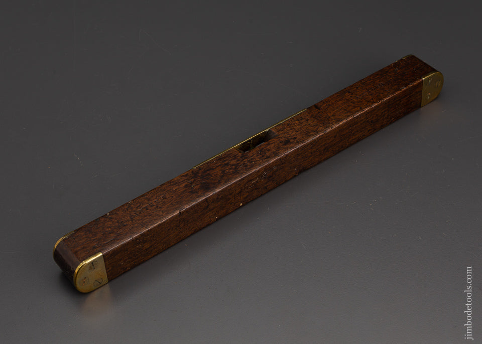 Pretty 13 inch Walnut Level with Silver Inlays of Tools and Brass Trim - EXCELSIOR 64105