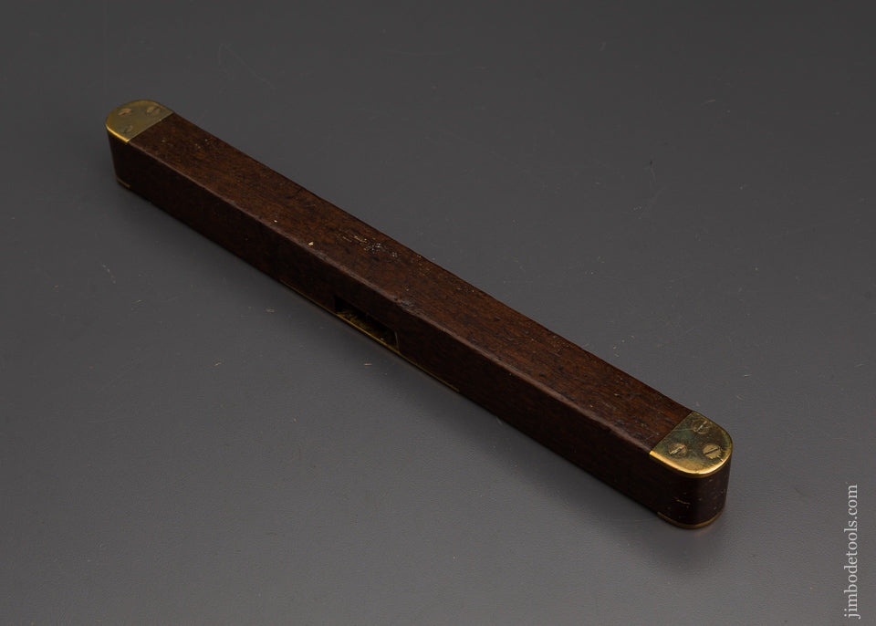 Pretty 13 inch Walnut Level with Silver Inlays of Tools and Brass Trim - EXCELSIOR 64105