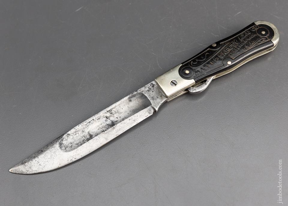 Vintage MARBLE SAFETY AXE CO. Knife with Dog and Deer Scales - EXCELSIOR 95953