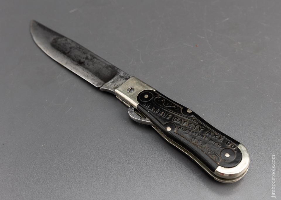 Vintage MARBLE SAFETY AXE CO. Knife with Dog and Deer Scales - EXCELSIOR 95953