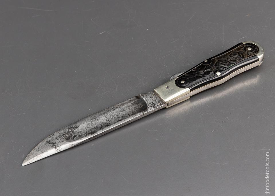 Vintage MARBLE SAFETY AXE CO. Knife with Dog and Deer Scales - EXCELSIOR 95953