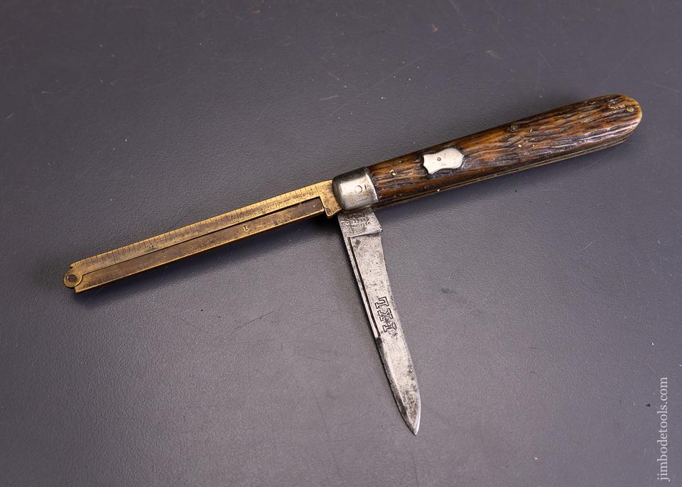 Rare Patented Knife Folding Rule Combination Tool APRIL 21, 1868 GEO. WOLSTENHOLM - EXCELSIOR 95959