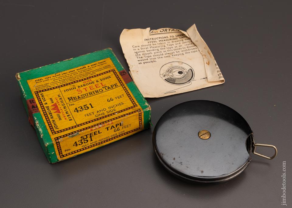 JOHN RABONE & SONS No. 4351 Steel Measuring Tape in Box - EXCELSIOR 98643