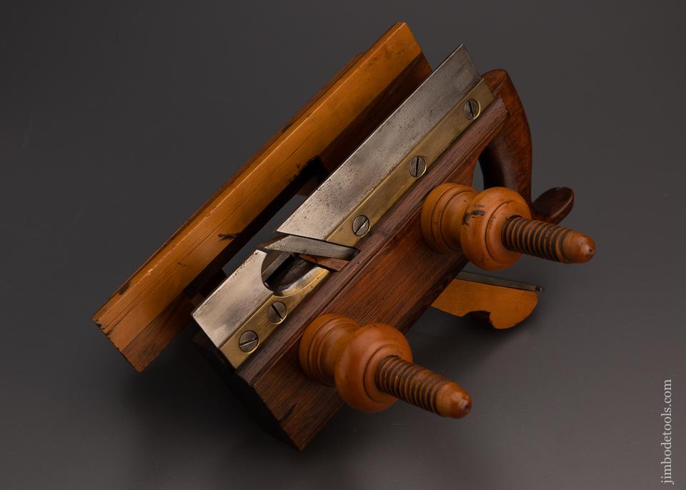 Spectacular Rosewood & Boxwood Handled Screw Arm Plow Plane - EXCELSIOR 98869
