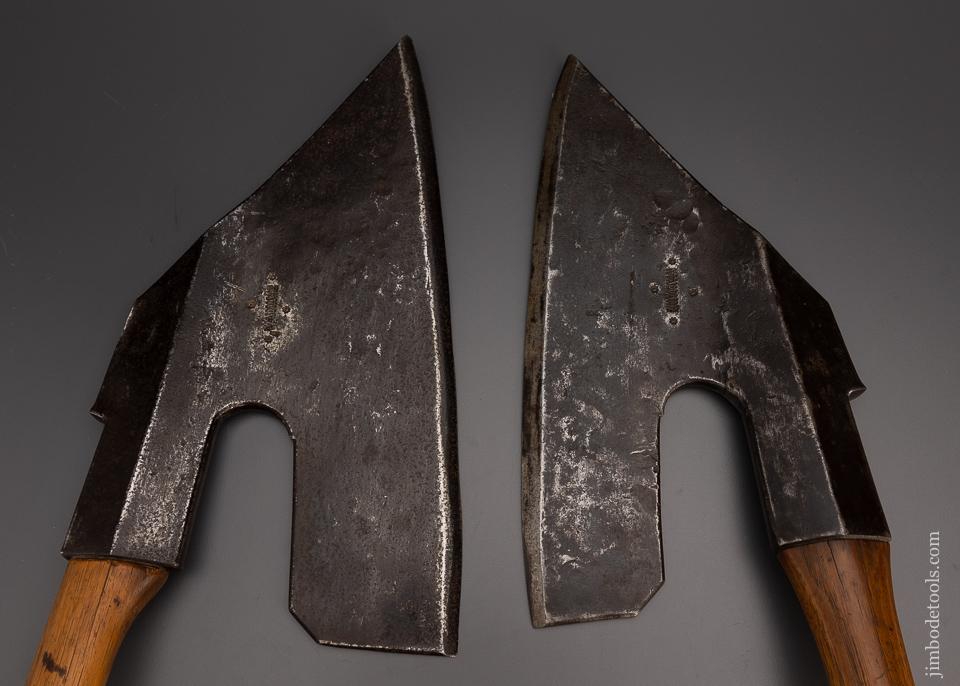 Unheard Of MATCHED PAIR 18th Century Pennsylvania Goose Wing Axes Right & Left by W. ADDAMS - EXCELSIOR 98940