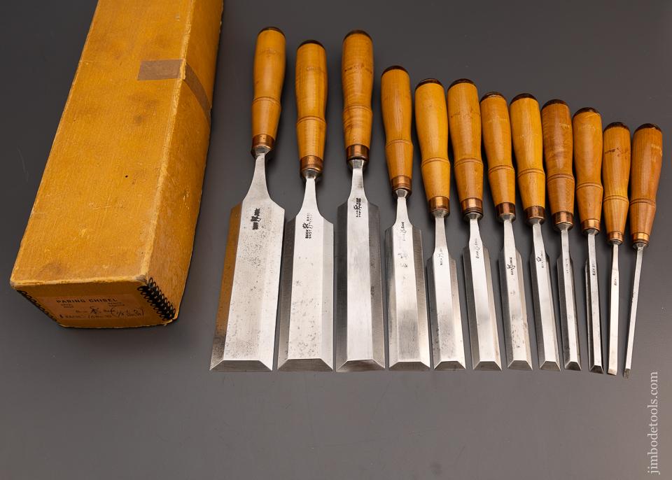 New Old Stock BUCK BROS. Bevel Edge Paring Chisel Set Mint in Box - EXCELSIOR 98960
