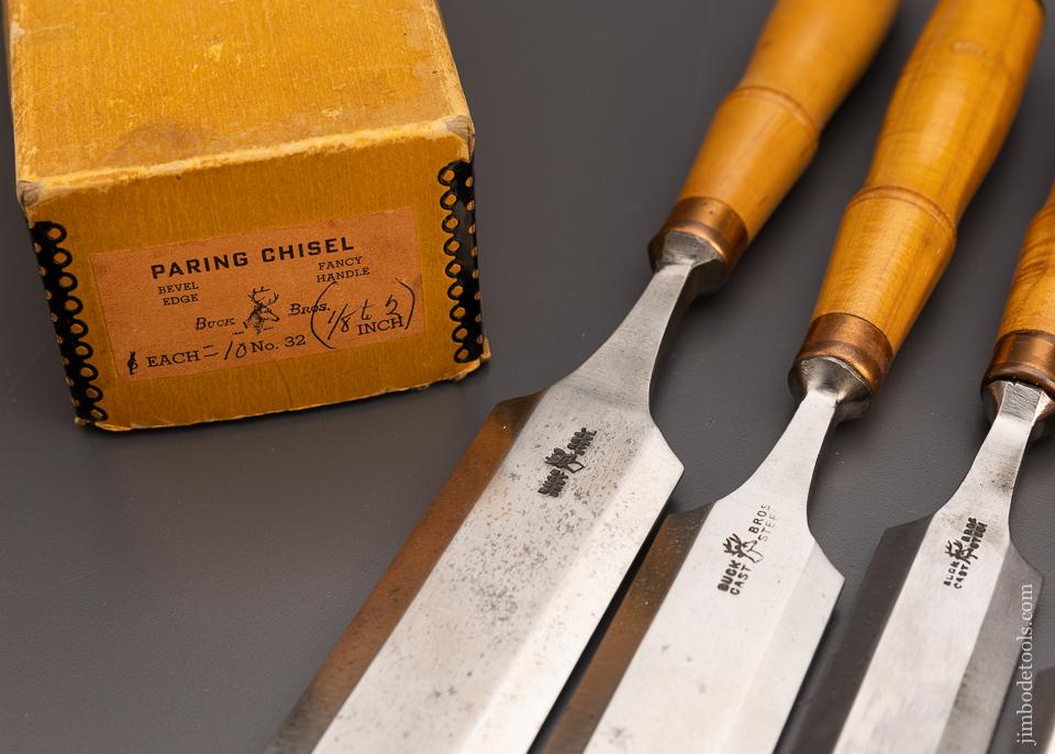 New Old Stock BUCK BROS. Bevel Edge Paring Chisel Set Mint in Box - EXCELSIOR 98960