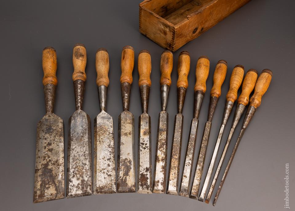 Phenomenal Complete Set of 12 T.H. WITHERBY Socket Firmer Chisels - EXCELSIOR 99339