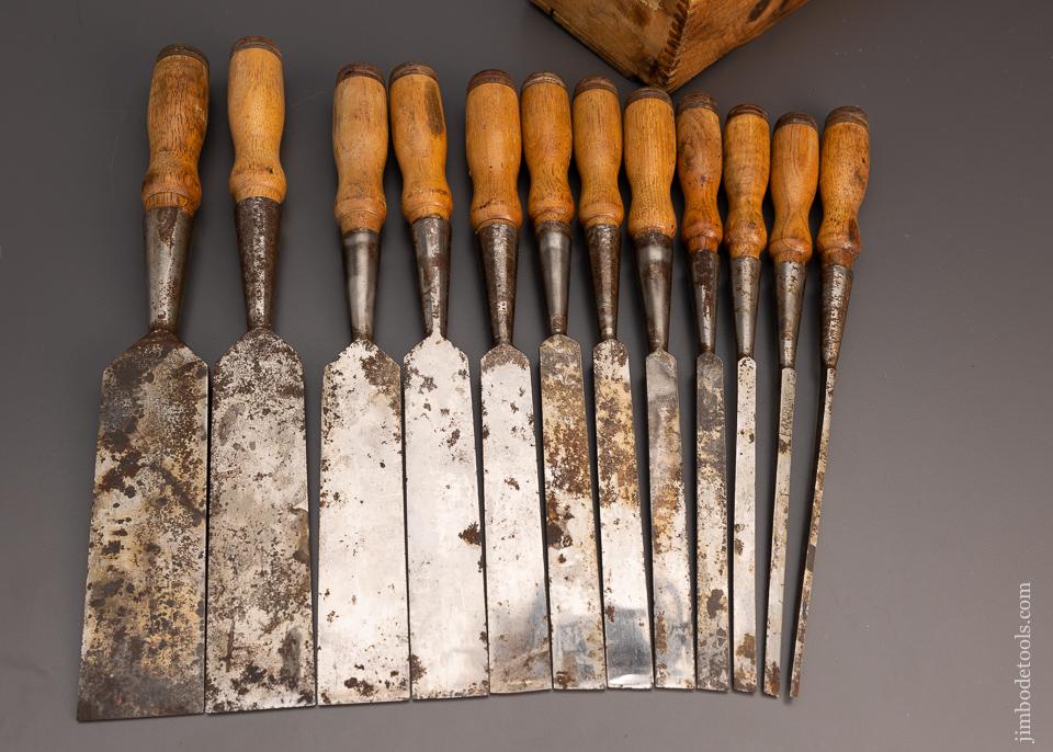 Phenomenal Complete Set of 12 T.H. WITHERBY Socket Firmer Chisels - EXCELSIOR 99339